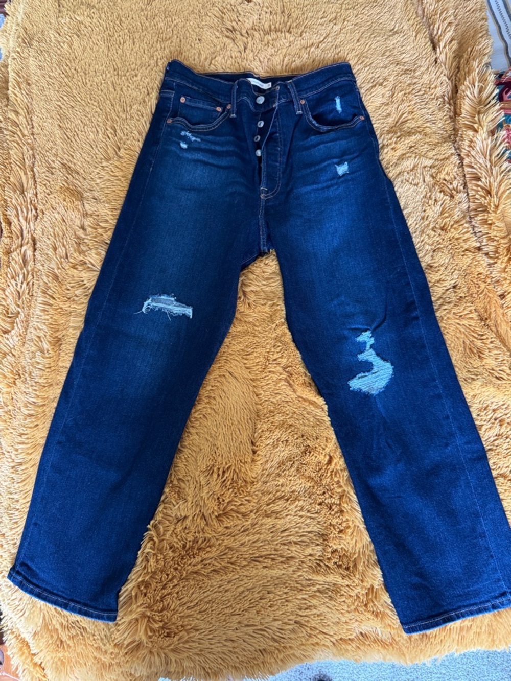 Levi's Women's Dark Blue Distressed Ankle Jeans